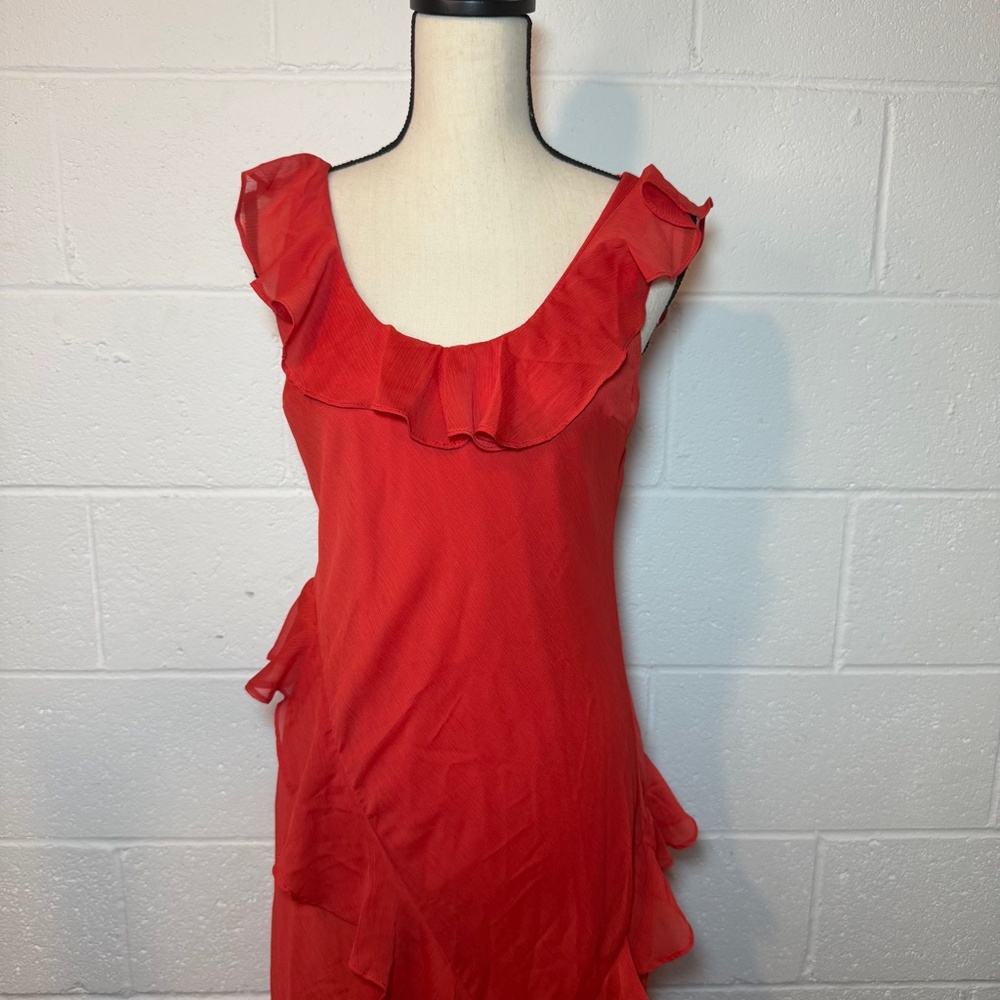 A New Day Women's Red Long Ruffled Slip Dress - Picture 2 of 12